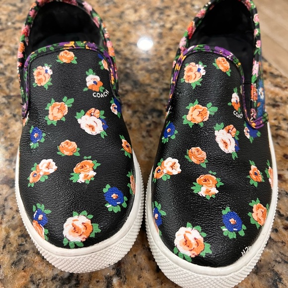 Coach Shoes - Coach Black Floral Slip-On Sneakers Loafers